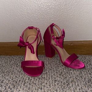 Pink Satin Heels with bows